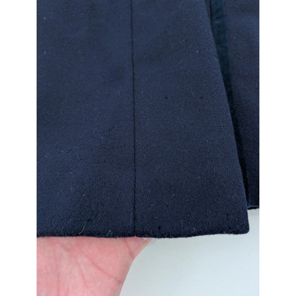 Vintage Rothschild Pea Coat Girls 10 Navy Blue Wool Dress Velvet Collar Overcoat